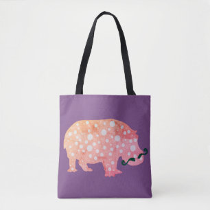 Hippopotamus Hipster All-Over-Print Tote Bag