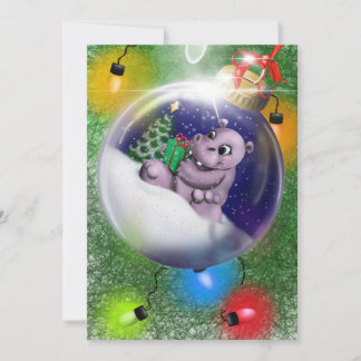 Hippopotamus holiday greeting card