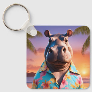 Hippopotamus Holiday Key Ring