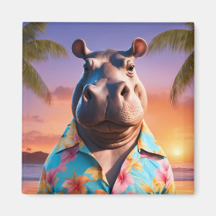 Hippopotamus Holiday Magnet