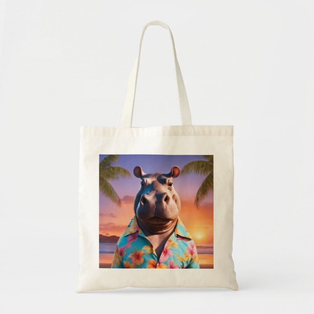 Hippopotamus Holiday Tote Bag (Front)
