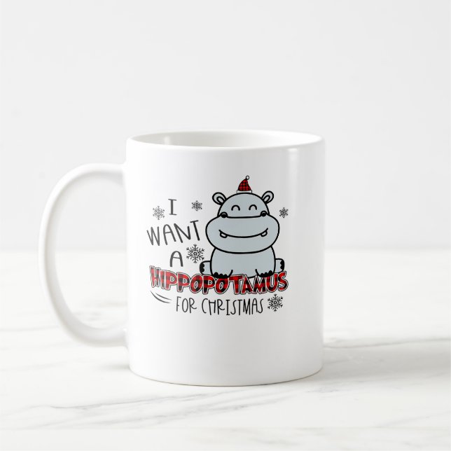 Hippopotamus I Want A Hippopotamus For Christmas H Coffee Mug (Left)