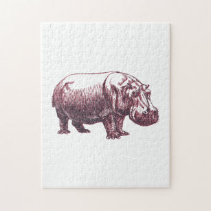 WPA Poster Older Kid Easy Adult Jigsaw Puzzle Philly Zoo Hippo