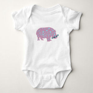 Hippopotamus moustache Baby Jersey Bodysuit, White Bodysuit