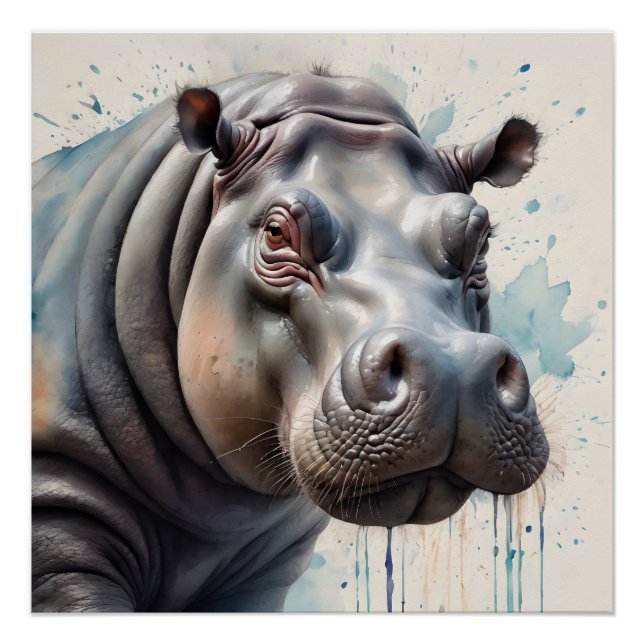Hippopotamus no 3 Glossy Poster (Front)