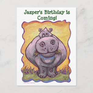 Hippopotamus Party Centre Announcement Postcard