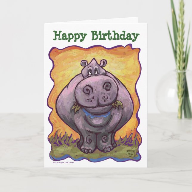 Hippopotamus Party Centre Card (Front)