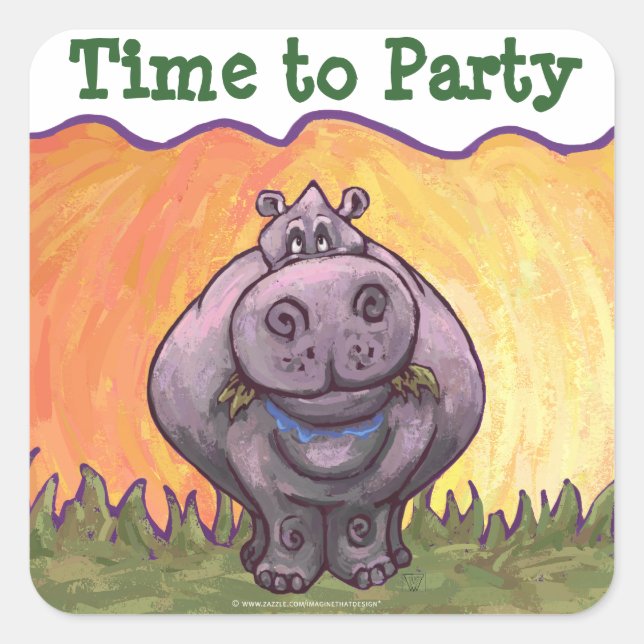 Hippopotamus Party Centre Square Sticker (Front)