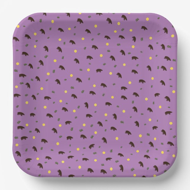 Hippopotamus pattern paper plate (Front)