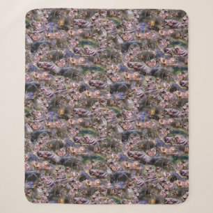 Hippopotamus Picture Collarge, Sherpa Blanket