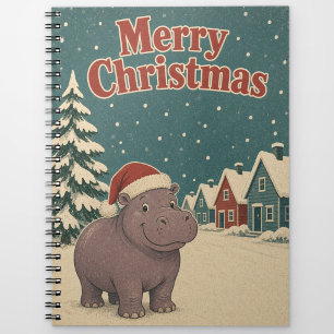 Hippopotamus Snow Row Animal Christmas Notebook