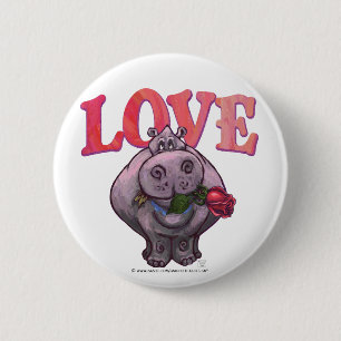 Hippopotamus Valentine's Day 6 Cm Round Badge