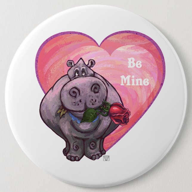 Hippopotamus Valentine's Day 6 Cm Round Badge (Front)