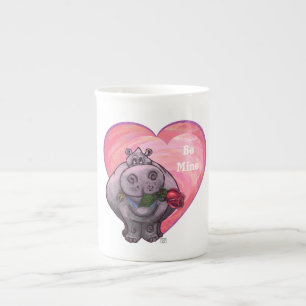 Hippopotamus Valentine's Day Bone China Mug