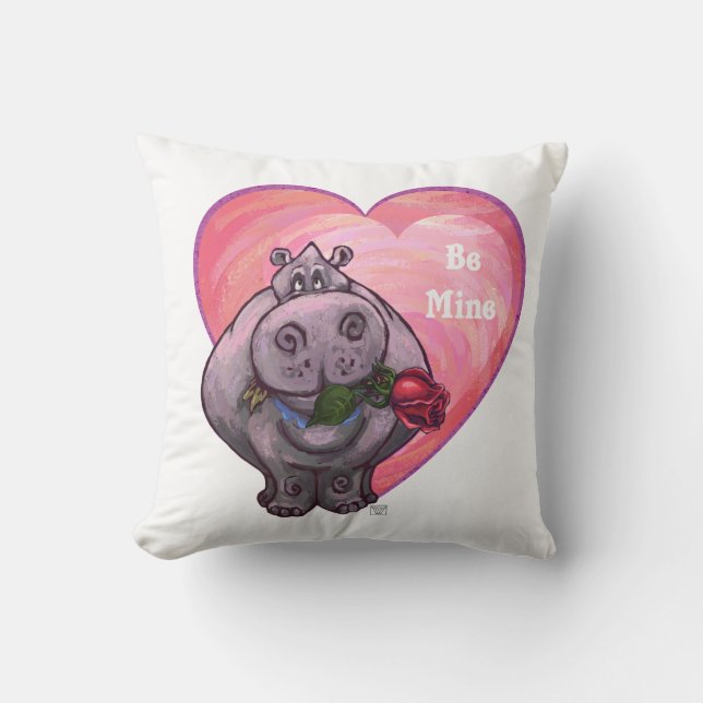 Hippopotamus Valentine's Day Cushion (Front)
