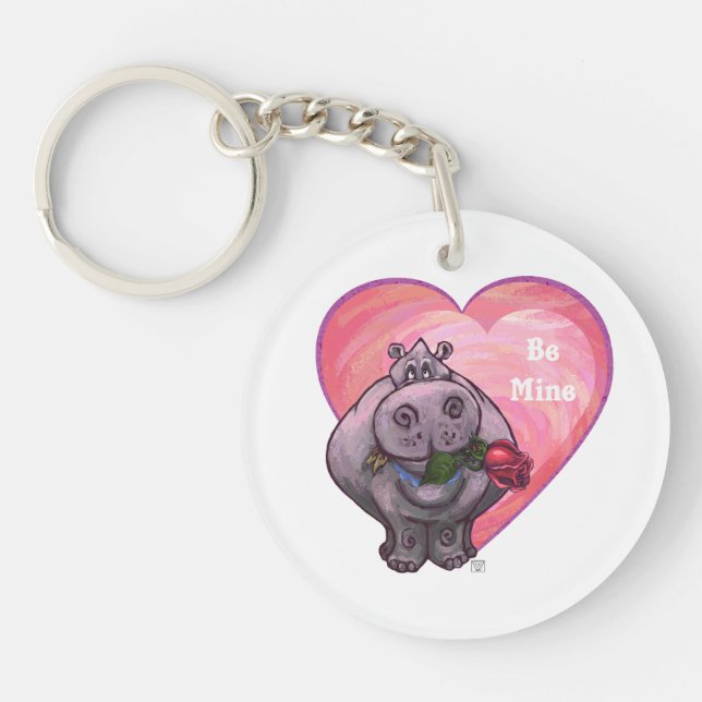 Hippopotamus Valentine's Day Key Ring (Front)