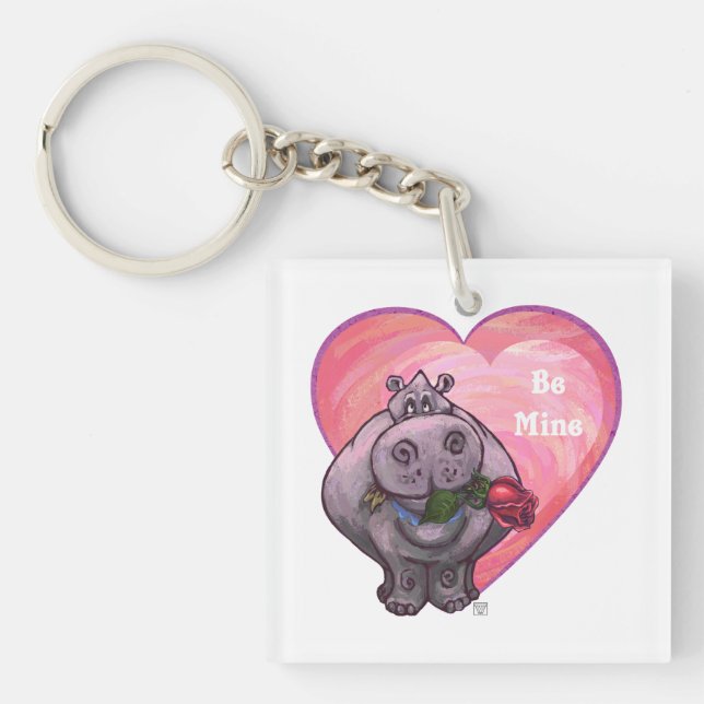 Hippopotamus Valentine's Day Key Ring (Front)