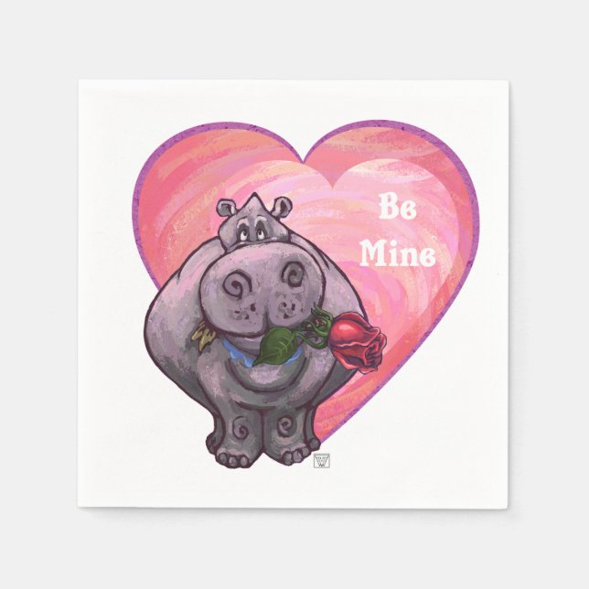 Hippopotamus Valentine's Day Napkin (Front)