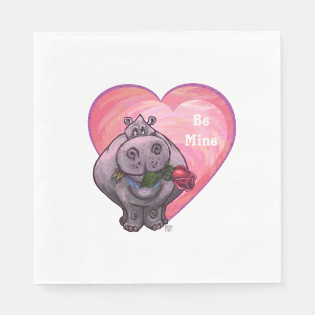 Hippopotamus Valentine's Day Napkin (Front)