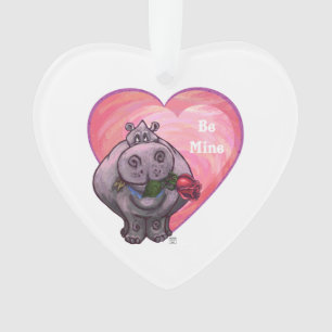 Hippopotamus Valentine's Day Ornament