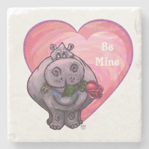 Hippopotamus Valentine's Day Stone Coaster