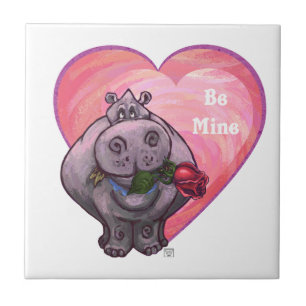 Hippopotamus Valentine's Day Tile