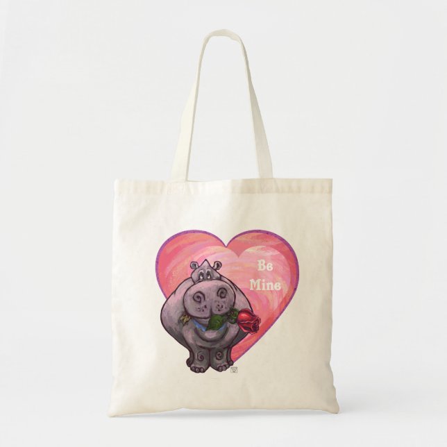 Hippopotamus Valentine's Day Tote Bag (Front)