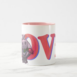 Hippopotamus Valentine's Day Two-Tone Coffee Mug