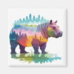 Hippopotamus Vector Art Animal Majestic Nature Magnet