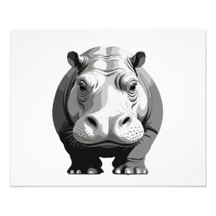 Hippopotamus Vector Graphic Art Portrait Animal Photo Print
