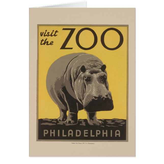 Hippopotamus vintage hippo zoo poster wpa  (Front)