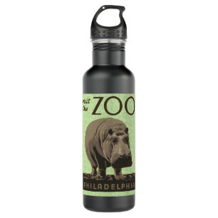 Hippopotamus vintage hippo zoo poster wpa 710 ml water bottle