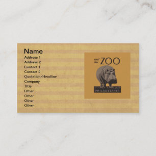 Hippopotamus vintage hippo zoo poster wpa  business card