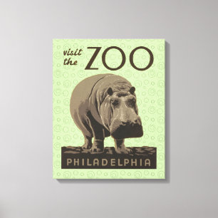 Hippopotamus vintage hippo zoo poster wpa  canvas print