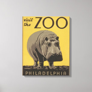 Hippopotamus vintage hippo zoo poster wpa  canvas print