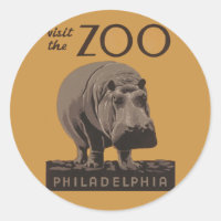 Hippopotamus vintage hippo zoo poster wpa