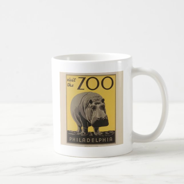 Hippopotamus vintage hippo zoo poster wpa  coffee mug (Right)