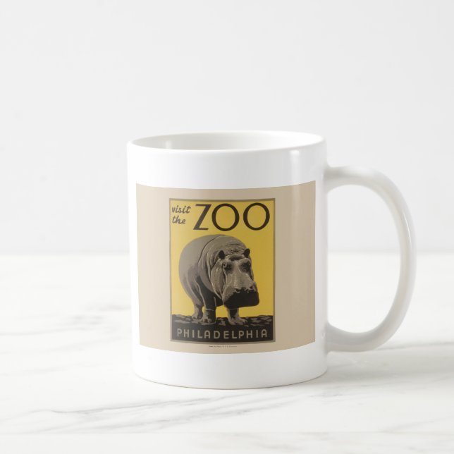 Hippopotamus vintage hippo zoo poster wpa  coffee mug (Right)