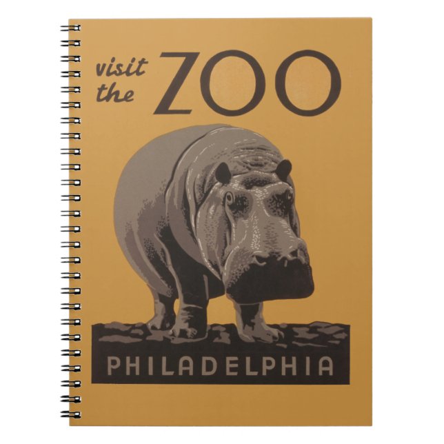Hippopotamus vintage hippo zoo poster wpa  notebook (Front)