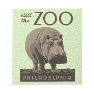 Hippopotamus vintage hippo zoo poster wpa  notepad