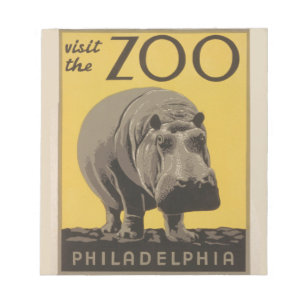 Hippopotamus vintage hippo zoo poster wpa  notepad