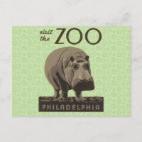 Hippopotamus vintage hippo zoo poster wpa