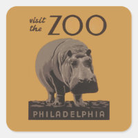Hippopotamus vintage hippo zoo poster wpa
