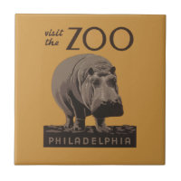Hippopotamus vintage hippo zoo poster wpa