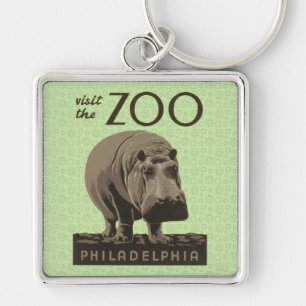 Hippopotamus Vintage WPA Zoo Poster Philadelphia Key Ring