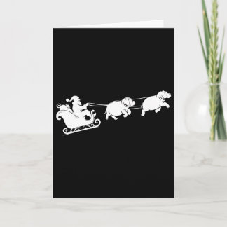 Hippopotamus Xmas Santa Sleigh Hippos Christmas Bo Card