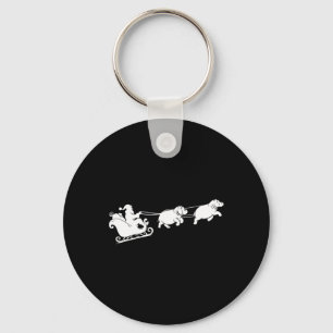 Hippopotamus Xmas Santa Sleigh Hippos Christmas Bo Key Ring