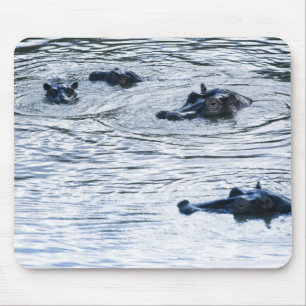 Hippopotamuses wading in a river, Africa Mouse Mat