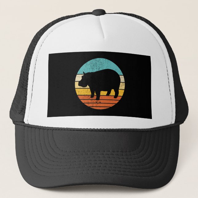 Hippopotomas Retro Sun Trucker Hat (Front)