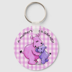 Hippos-A Mother's love is grand! Key Ring